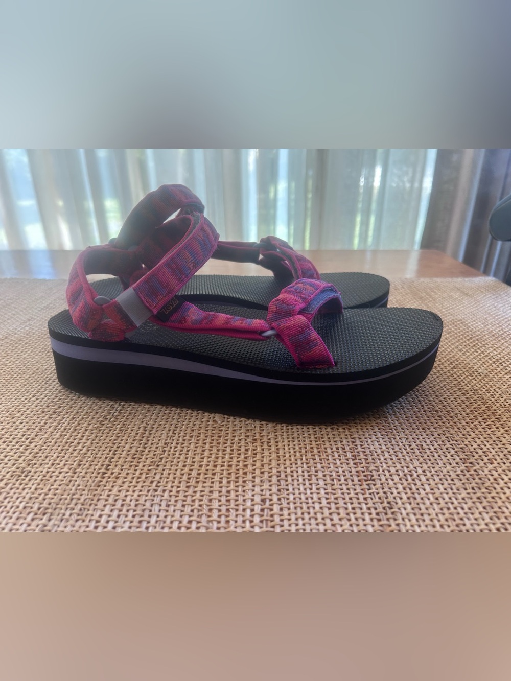 Teva Flatform Universal Pink & Purple Sandal in Size 12.